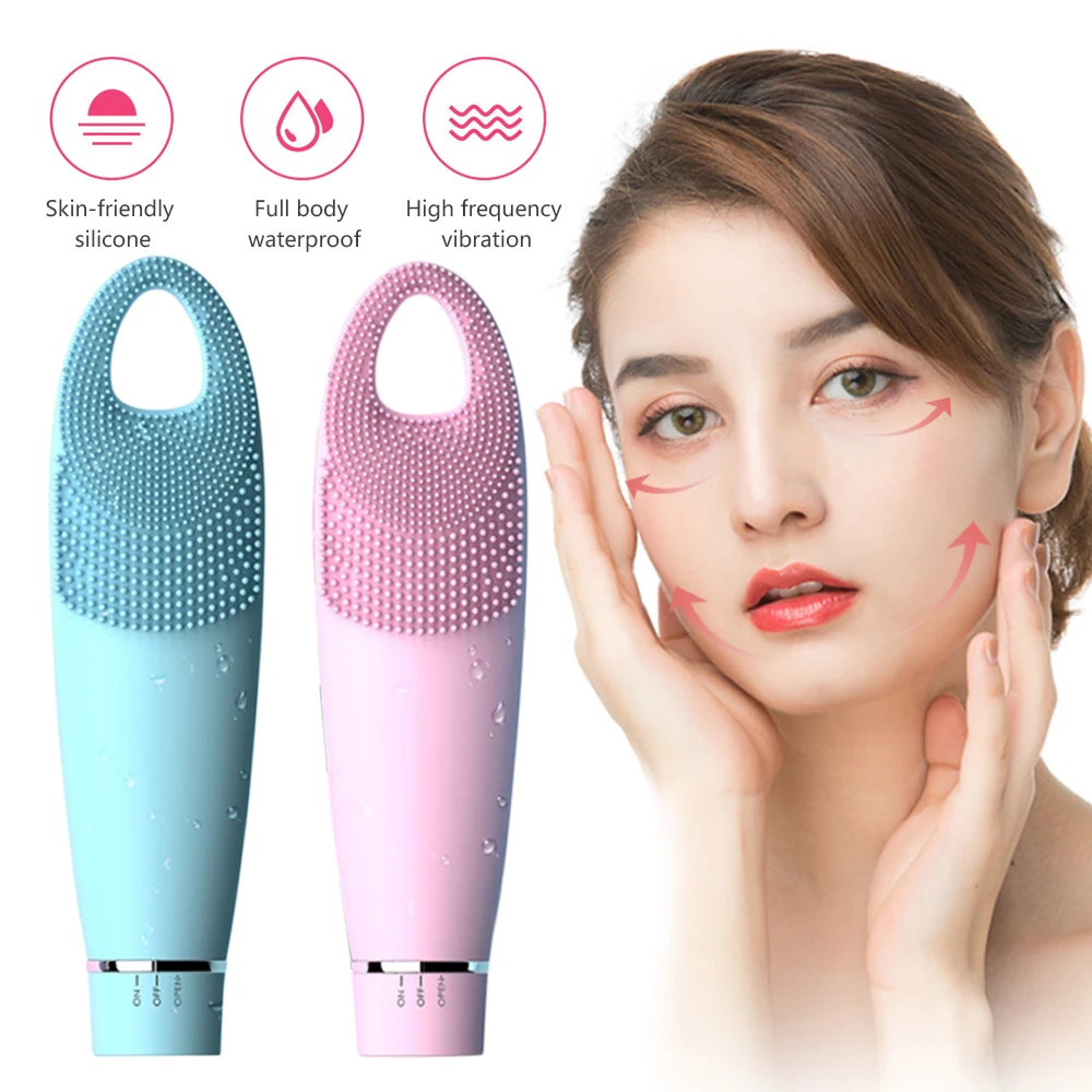 

Ultrasonic Facial Cleaning Brush Silicone Facial Cleanser Rechargeable Face Washing Cleansing Massage Pore Clean Skin Care Tools
