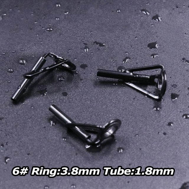 3Pcs Fishing Rod Tip Guides Repair Kit Stainless Steel Frames Ceramics Rings Black Rod Building Guide Eye Building Repair 6#~16# Size6 1.8mm 3Pcs