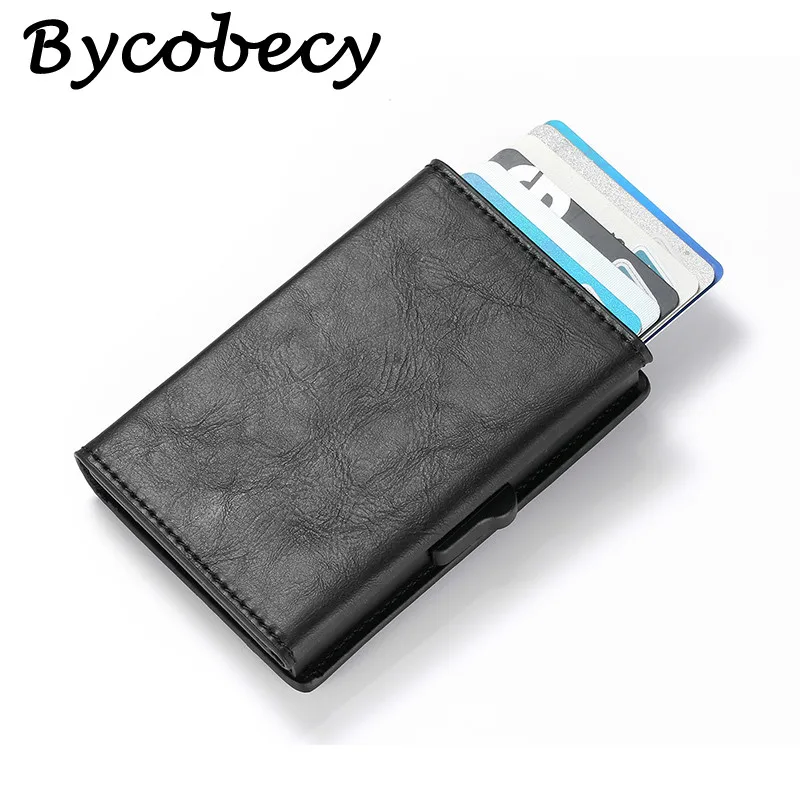 Bycobecy RFID карбоновый ID держатель для карт из искусственной кожи чехол для карт одна коробка смарт-Кредитная карта держатель Новое поступление RFID портмоне