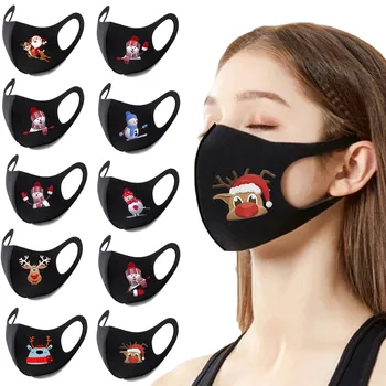 

Masque Colorful Christmas Party Mask Unisex Face Masks Christms Santa Elk Print Windproof Washable Santa claus Face Shiled #K