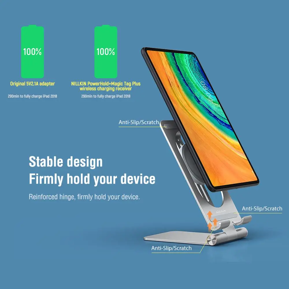 For iPad Wireless Charger, Nillkin Tablet Wireless Charging Pad Aluminum 15W Qi Charger for Huawei MatePad Pro For iPad