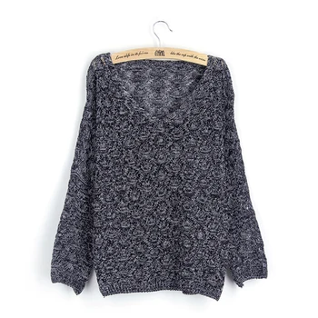 

V-neck 2019 Women Spring Sweater Knitted Hollow Out Transparent Female Short Pull Femme 4 Colors Ladies Pullover