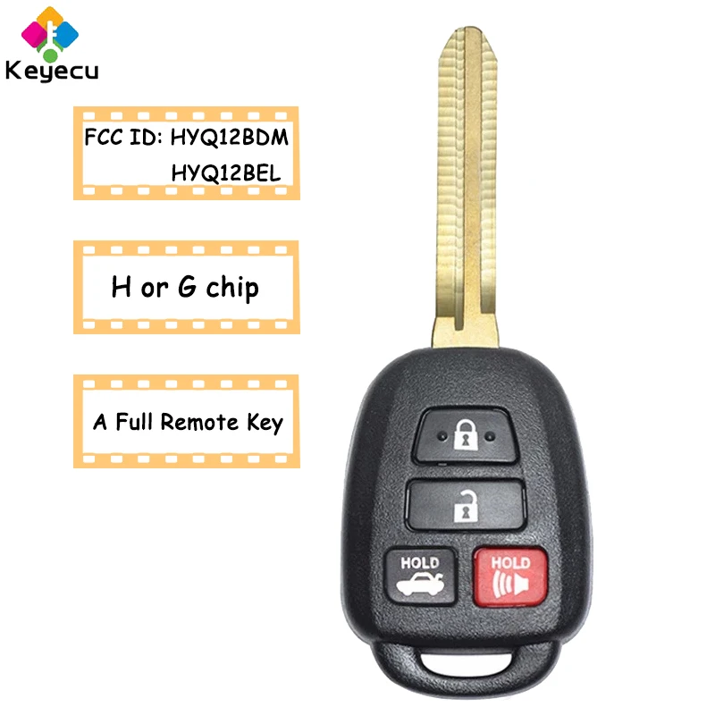 KEYECU дистанционный ключ для автомобиля с 3 + 1 4 кнопками G/ H чип-брелок Toyota Camry Corolla 2012