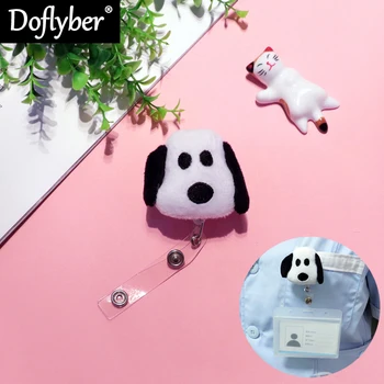 

1PC Cute Plush Dolls Retractable Badge Reel Student Nurse ID Exhibition Bus Card Badge Holder Backpack Pendant Keychain Gift
