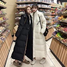 2021 Long Coat Outwear Winter Women Thick Jacket Casual Hooded Cotton Padded Parkas For Female Solid Quilted Windbreaker