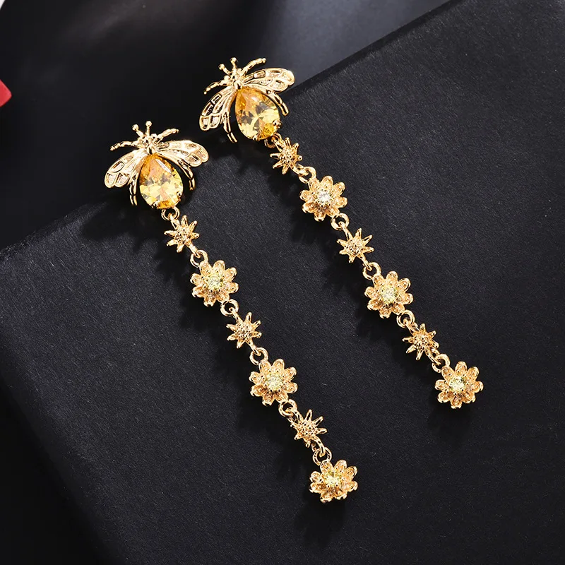 Модные эффектные геометрические длинные висячие серьги в виде пчелы для женщин