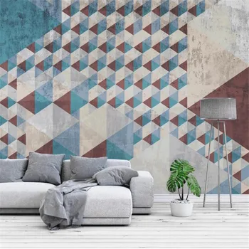 

Large 3D wallpaper mural custom modern geometric retro TV background wall living room mural wallpaper
