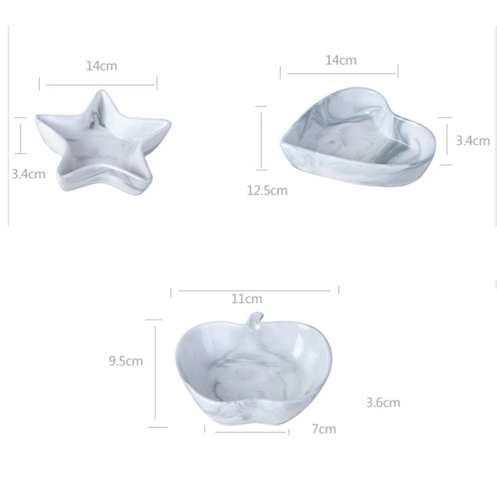 Керамическая чаша устойчивая к высоким температурам в форме сердца звезды фрукты тарелка мраморная текстура посуда TB распродажа