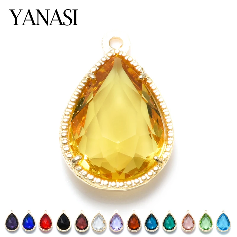 

2 Pieces Teardrop Crystal Glass Charm Pendant Accessories for Earrings Necklace Jewelry Findings Making KC Gold Plating