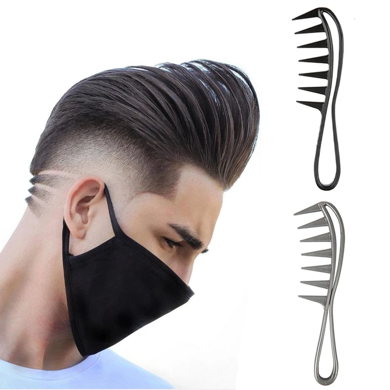 1PCS Handle Grip Large Tooth Curly Hair Comb Men Hairdressing Wide Teeth Comb Gift Hair Styling Comb