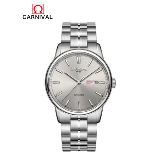 Швейцарские карнавальные механические часы для мужчин MIYOTA автоматические мужские часы люксовый бренд водонепроницаемые часы сапфир montre homme saati - Цвет: Silver gray C8063