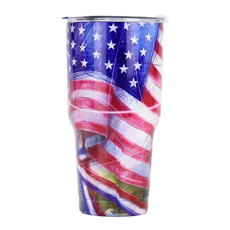 flag Travel Mug 20 30 OZ Tumbler Stainless Steel Double Wall Vacuum Insulated Mugs 30oz Coffee Cup Outdoor Beer Water Tea Coffee Mugs - Цвет: flag