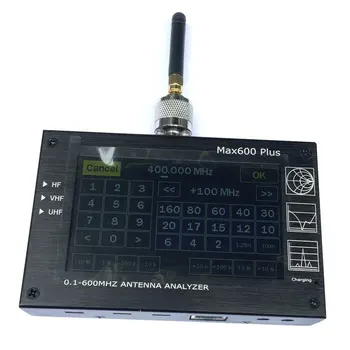

Max600 Plus HF/VHF/UHF Antenna Analyzer 0.1-600MHZ Swr Meter 1.0-1999 5V/1.5A For Radio 4.3" TFT LCD Touch Screen