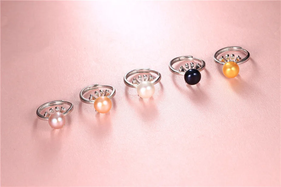 Dainashi 925 Sterling Silver Frog Eye Zircon Crystal Adjustable Ring Elegant Genuine Freshwater Cultured Pearl Ring Gift