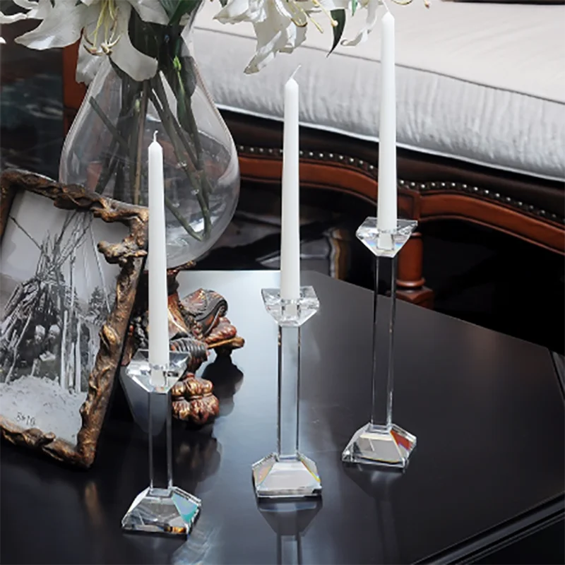 Simple Modern Transparent Crystal Candle Holder Taper Candlestick Stand Home Table Ornaments Holiday Wedding Living Room Decor - Image 6
