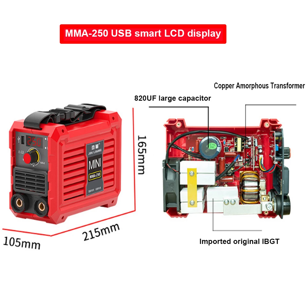Portable Welder Electric Welder Mini Welder 3500W 220V Mini DC Inverter Arc Welding Machine Household Pure Copper Arc Welder Upgrade USB Interface Electric Welding Machines