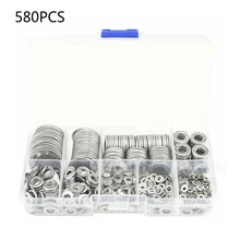 580 шт m2-m12 коробка 304 нержавеющая сталь плоская прокладка шайба набор