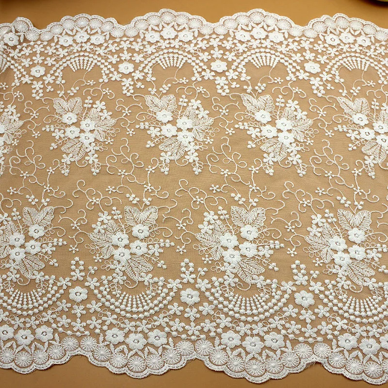 Double Side Soft Mesh Embroidered Lace Fabric Sofa Curtain Clothing Lace Trim Accessories Width 40cm3Yards/lot