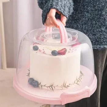 

8 Inches Cake Box Plastic Cake Carrier Cake Boxes And Packaging Box With Handle Portable Handheld Food Storage Case Dessert Shop
