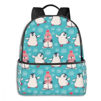 

Backpack Women Fashion Shoulder Bag Cute Christmas Penguins School Bag For Teenage Girl Boy Children Backpacks Travel Bag