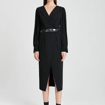 

GOXEOU Women's Dresses Casual Long Section Long Sleeve Slim Fit Ladies Temperament Dress Party Casual Office …