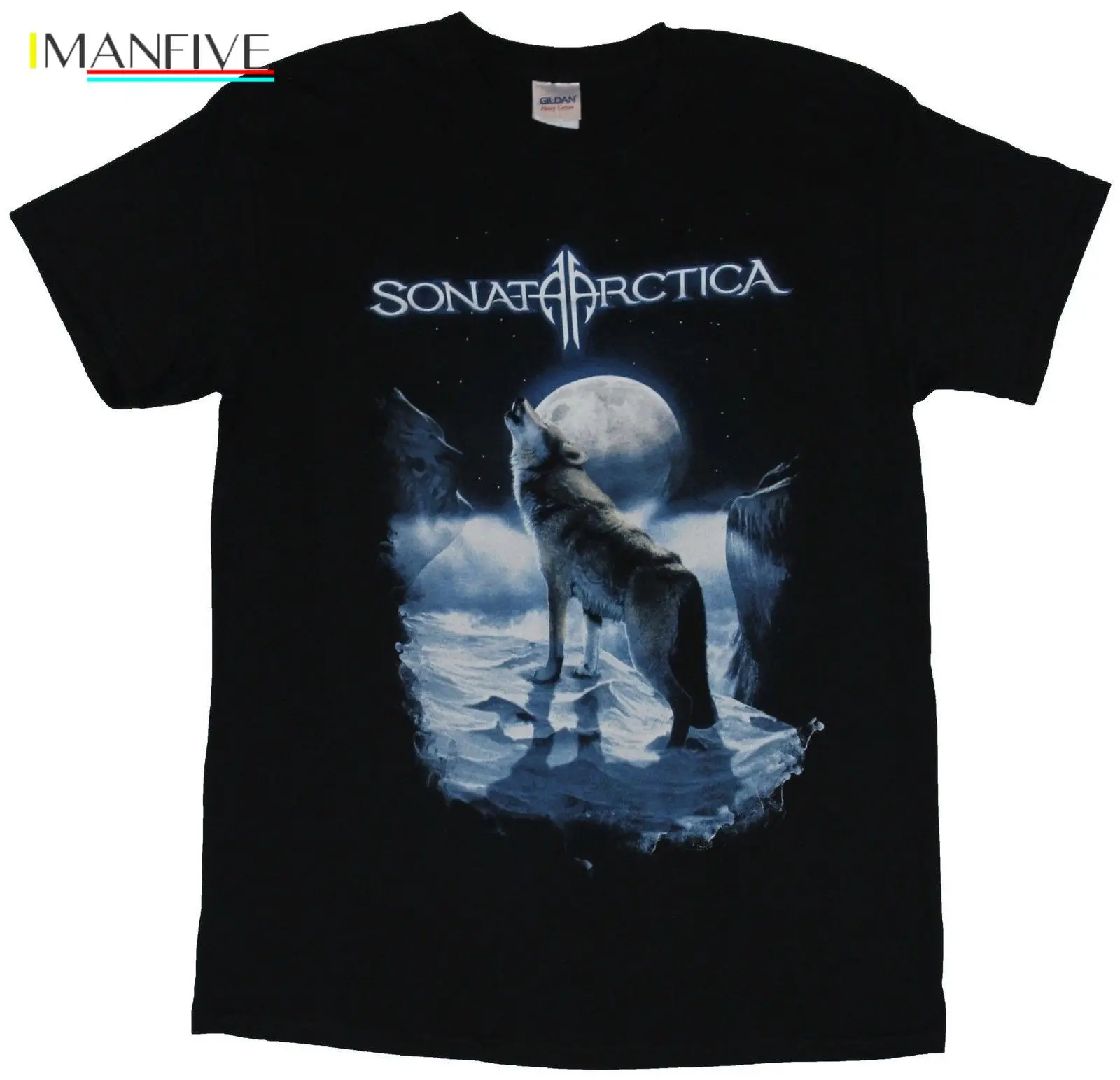 

Sonata Arctica Mens T-Shirt - Howling Moon Wolf In the Snow Image Cartoon t shirt men Unisex New Fashion tshirt free shipping