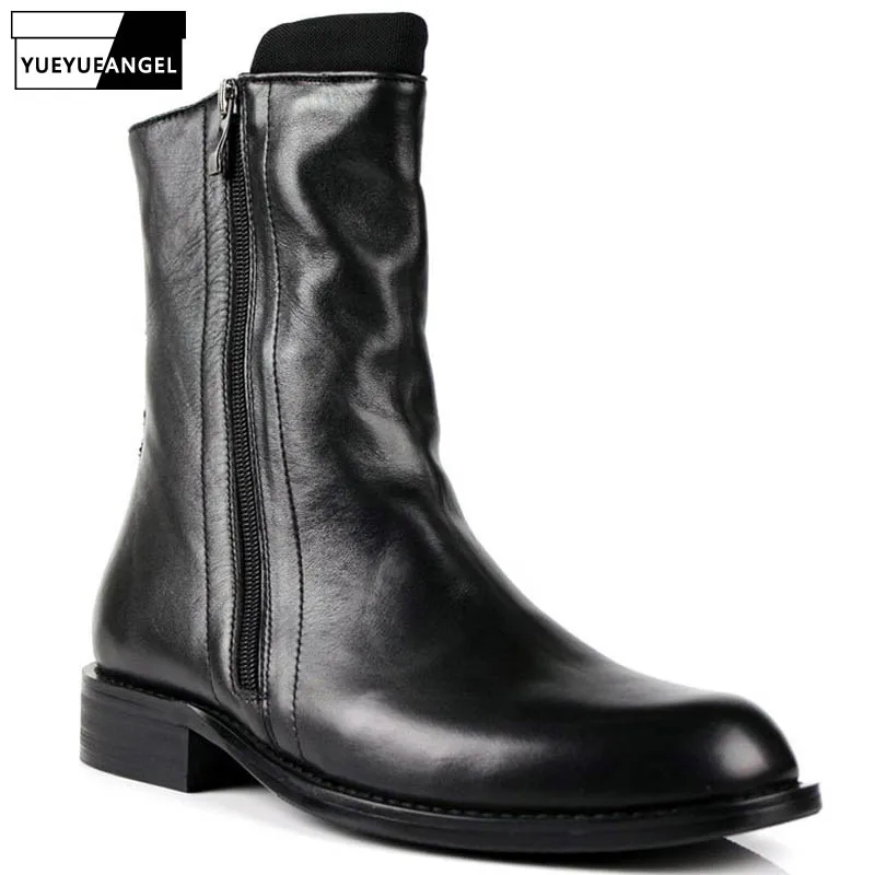 Мужские ковбойские ботинки из натуральной кожи на молнии|footwear fashion|footwear menfootwear men