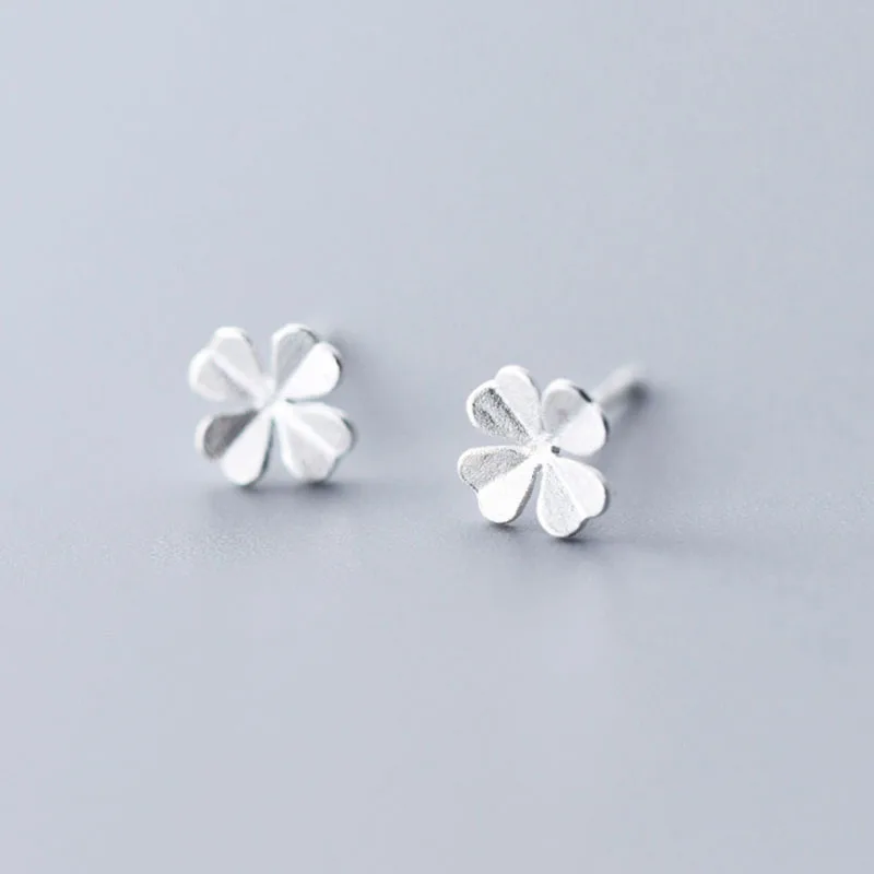 INZATT Real 925 Sterling Silver MInimalist Flower Stud Earring For Fashion Women Birthday part Cute Fine Jewelry Accessories