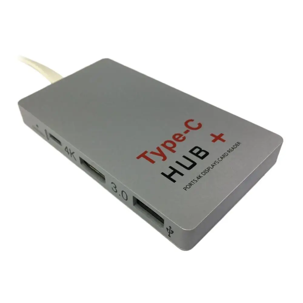 Серебристый USB3.1 USB-C концентратор+ PD зарядка USB 3,0 концентратор зарядное устройство концентратор type-c кардридер адаптер HD 4k HDMI конвертер - Цвет: Серебристый