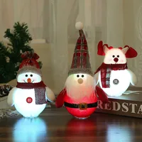Adornos navideños LED de Papá Noel, muñeco de nieve, ciervo, colgante de árbol de Navidad luminoso, regalos, adornos, 2021
