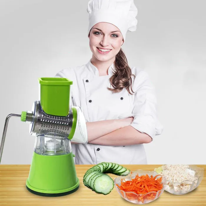 HOT Vegetables Fruits Cutter Slicer Stainless Steel Plastic Cheese Potato Shredder Rotary Drum Grater TI99