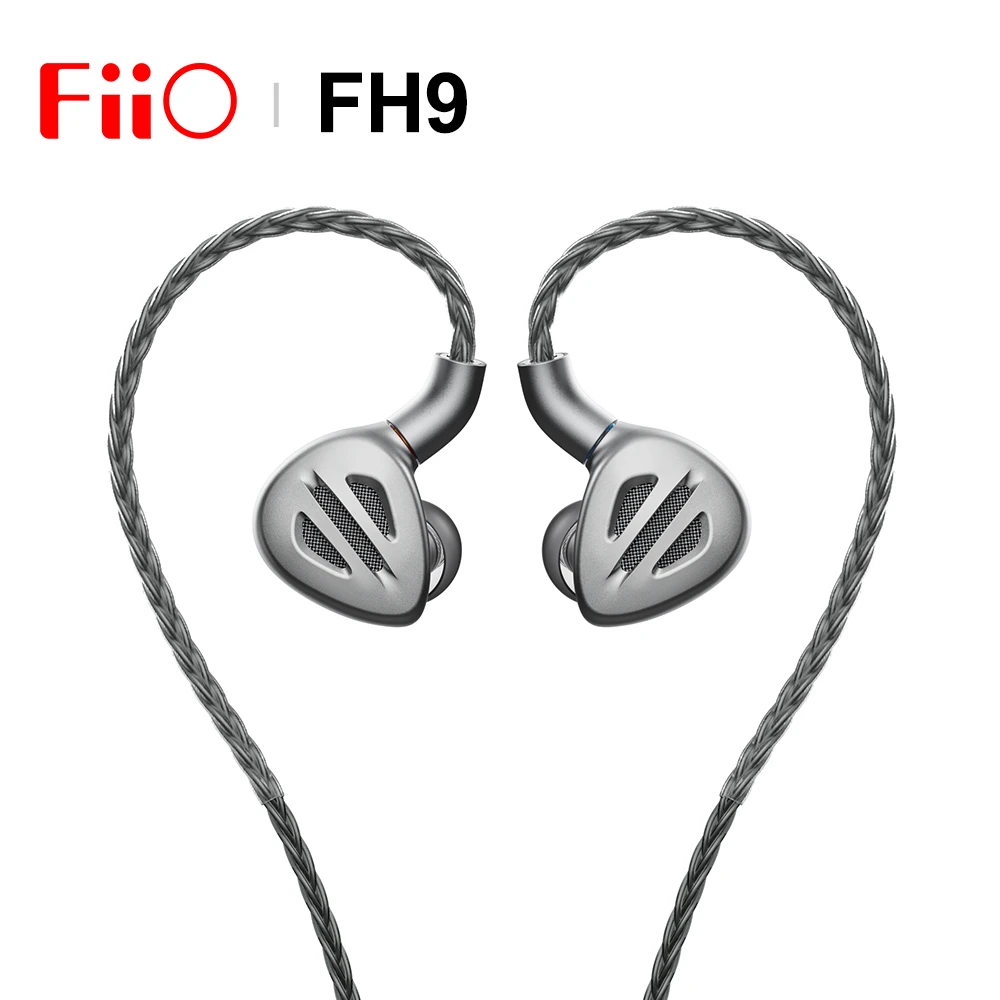 FiiO FH9 Hi-res 1DD+6BA Drivers In-ear HIFI Earphone IEM Earbuds MMCX High-Purity Pure Silver Cable 2.5/3.5/4.4mm 3 Plug Headset