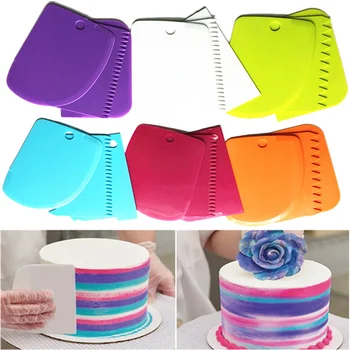 

3pcs/set Food Grade Multifunctional Teeth Edge DIY Cream Scraper Set Smooth Cake Decorating Baking Pastry Kitchen Cake Tools