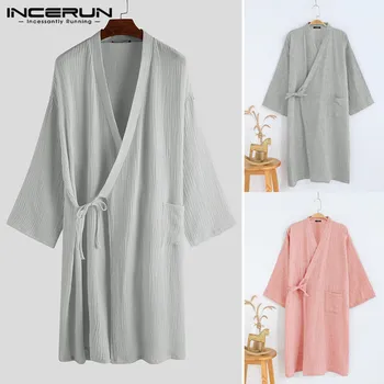 

Mens Bathrobe Casual Loose Cotton Half Sleeve Men Kimono Breathable Unisex Pajamas Solid Color Judo Martial Arts Uniform 5XL