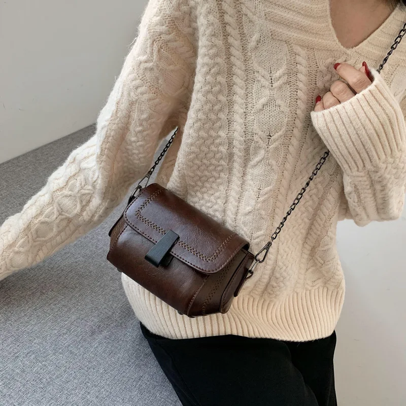 Korean Version Retro Women's Box Bags 2021 Winter Trend Crossbody Bag