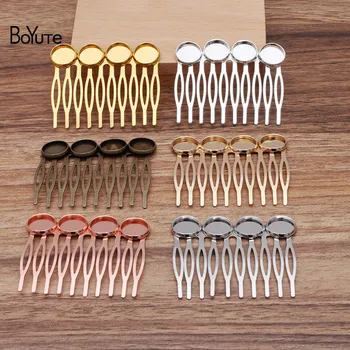 

BoYuTe (10 Pieces/Lot) 55*40MM Metal Hair Comb with 12MM Blank Tray Base Handmade Diy Hair Jewelry Making Materials