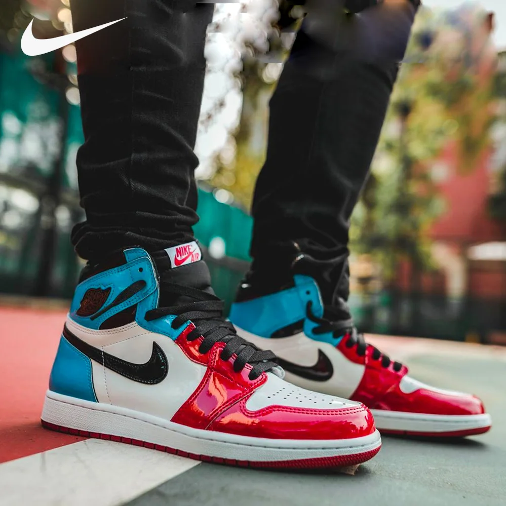 Nike-Nike Air Jordan 1 High OG Fearless UNC Chicago basketball shoes for men and women, breathable sports shoes Nike Air Jordan1