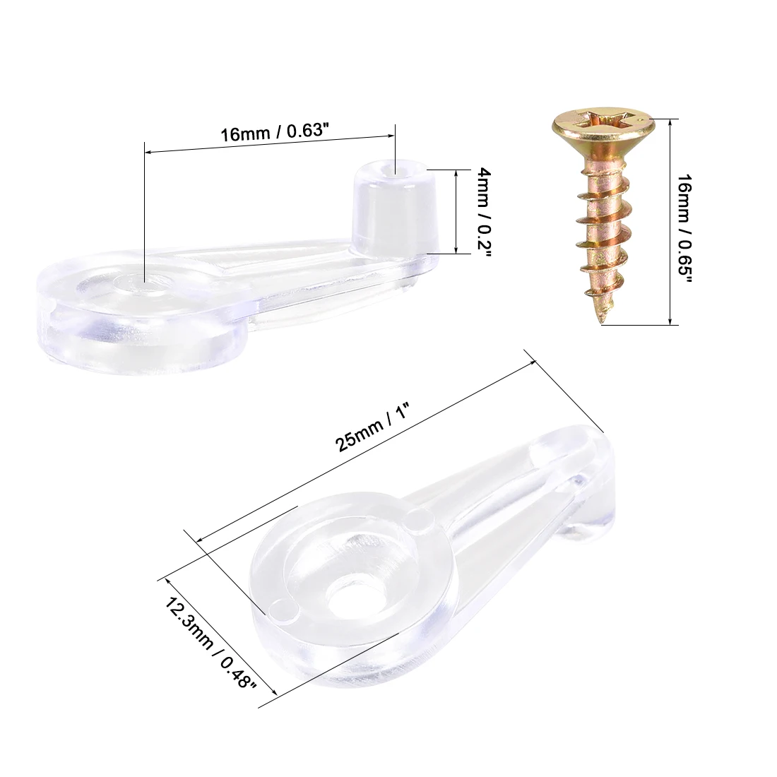 uxcell 20sets Glass Retainer Clips Kit 1inch Cabinet Glass Door Clips Holder with Screws for Cabinet Door Windows Mirrors