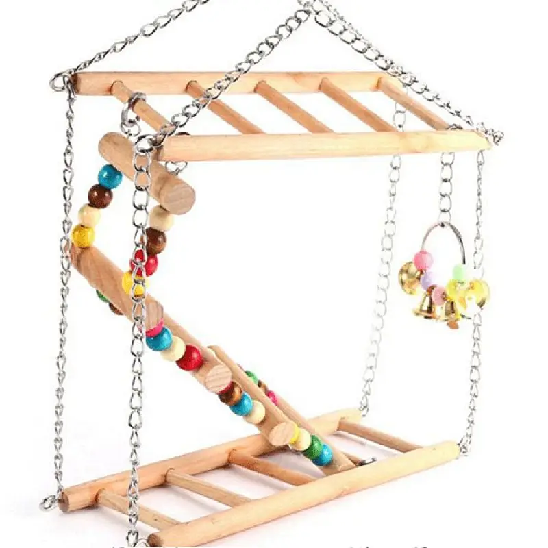 

Parrot climbing ladder swinging Bird Hamster Bridge Wood Swing Toys Small Pet Ladder Stand Platform Cage Accessories
