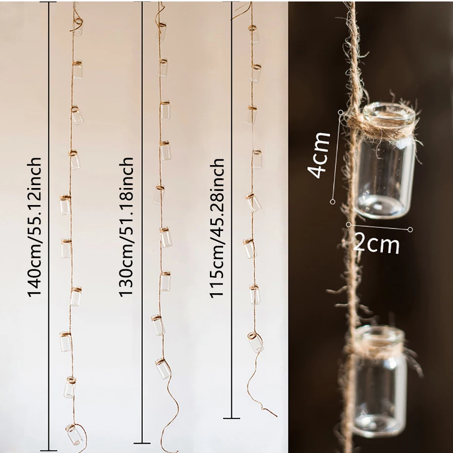 Настенная ваза ручной работы пеньковая веревка стеклянная бутылка струна декоративная подвеска-занавес гидропонное растение цветочный горшок для оформления дома