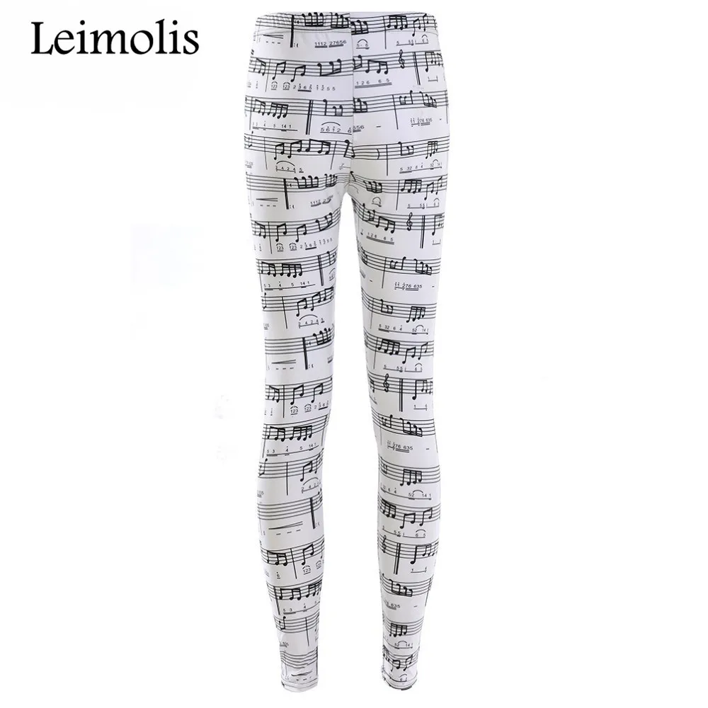 Leimolis 2016 Sping High Waist punk rock Harajuku workout push up fitness sexy 3d print piano music women leggings