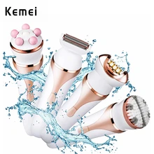 Kemei KM-296, 4 в 1, электрический эпилятор, перезаряжаемый, для депиляции ног, Для Депиляции Тела, эпиляция, удаление волос, щетка для лица