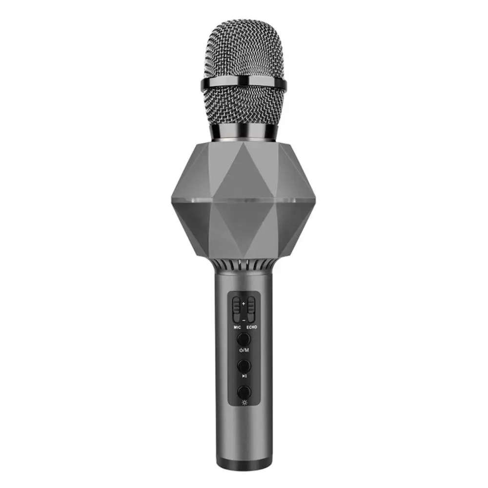K7 Wireless Microphone Multifunctional Stereo Portable Smart Microphone Ktv Karaoke Pocket Mic Tf Card Aux Music Player - Color: Silver