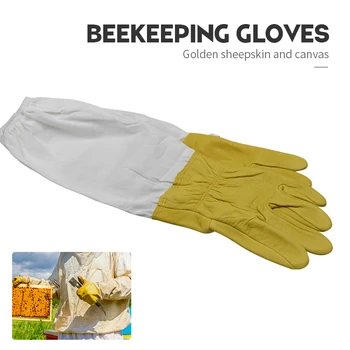 

Beekeeping Gloves Sheepskin Anti-bee Tools For Beekeeper Protective Sleeves Canvas Glove Beekeeping Equipment