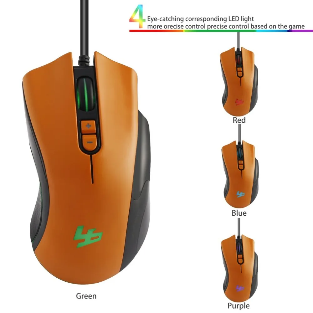 5D 250-4000 dpi 5V 100mA 4 кнопки светодиодный USB порт Интерфейс Проводные оптические Игры мышь черный белый оранжевый