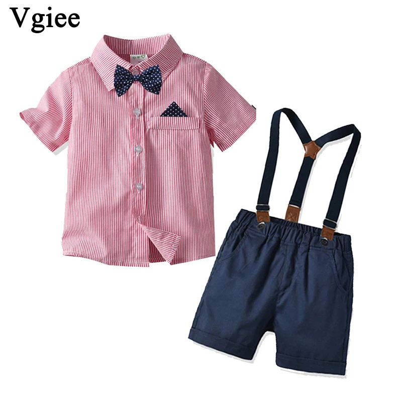 

Vgiee Boys Winter Fall Outfits for Wedding Birthday Party Children Striped Long Sleeve Pink Kids Set Clothes Baby Boy Set CC746