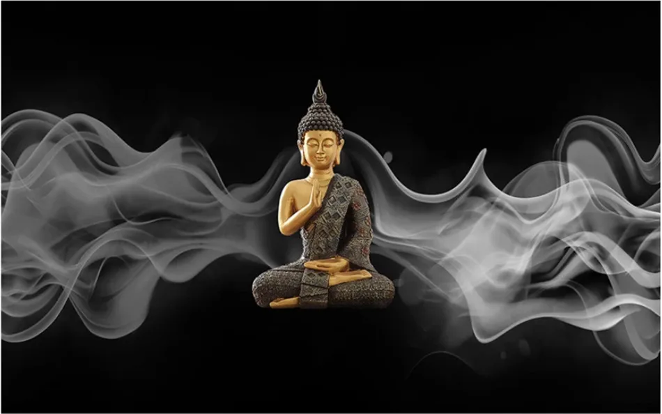 HD обустройство дома дзен буддийская статуя настенная бумага 3D Ресторан Йога тренажерный зал промышленный декор черный фон настенная бумага 3D