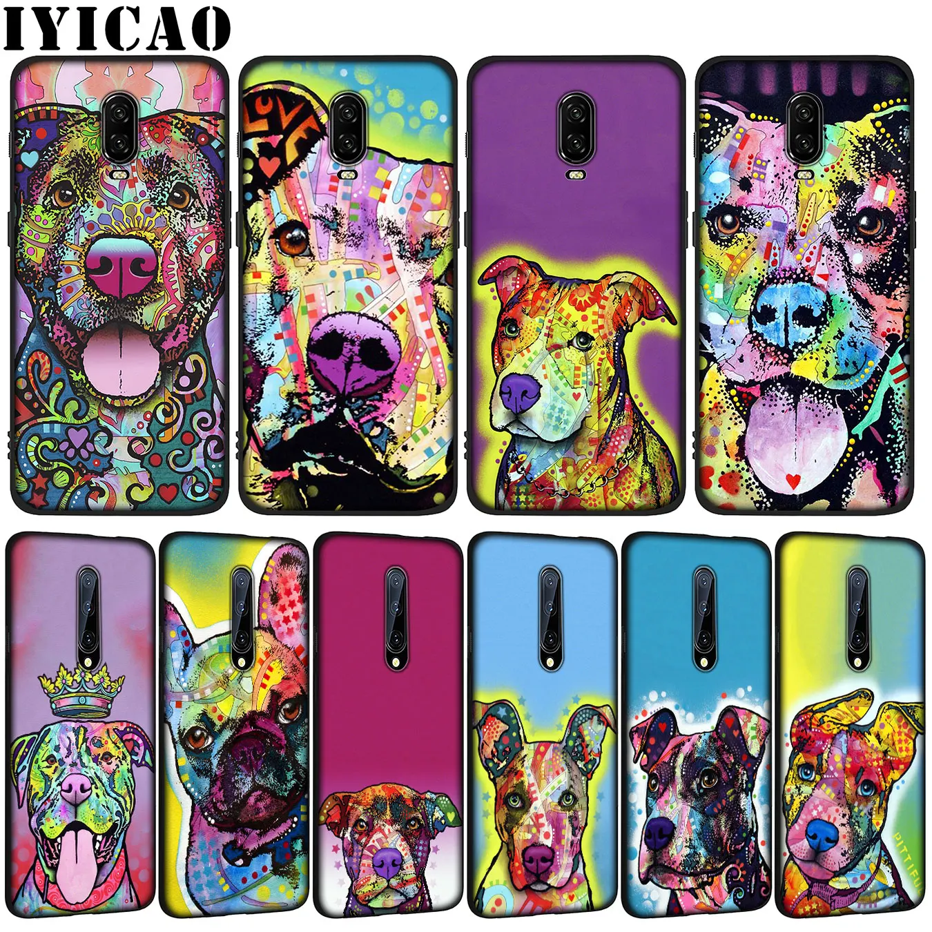 Cute Pitbull Dogs Pop Art Soft TPU Black Silicone Phone Case for OnePlus 7T 7 Pro 6 6T 5 5T One Plus 7Pro Cover | Мобильные телефоны