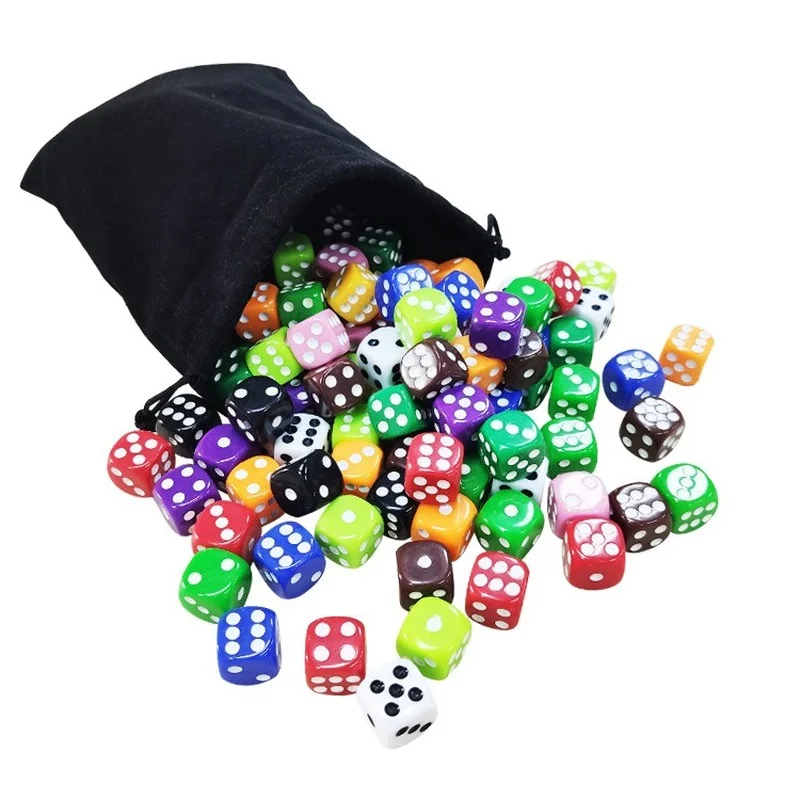 100Pcs/set Foreign Trade New Product 16mm Color Dice Acrylic New Material Dice Game