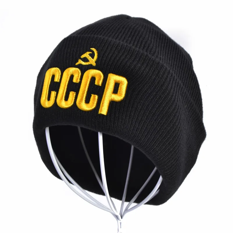 Русская популярная шерстяная шапка с буквенным принтом CCCP, трехмерная вязанная шапка с вышивкой, Зимний пуловер и шапка, шерстяная шапка, теплая шапка